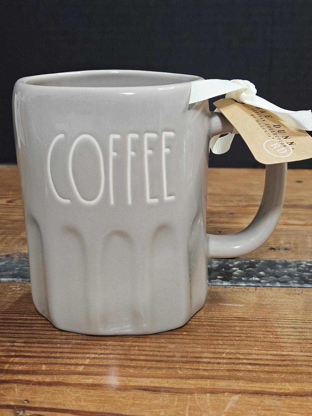 Rae Dunn COFFEE Ceramic Mug in Light Gray
